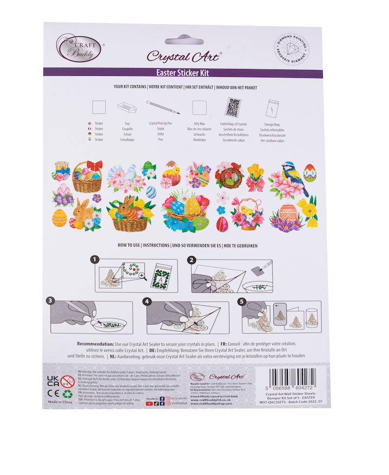 Qvc Sticker WST-QVC2SET5: Crystal Art Wall Sticker Sheets Bumper Kit Set of 5 - Ea ...