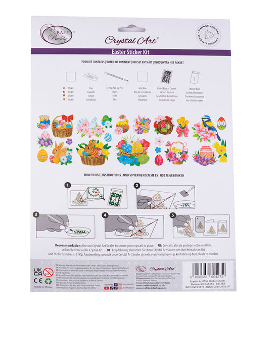 WST-QVC2SET5: Crystal Art Wall Sticker Sheets Bumper Kit Set of 5 - Easter