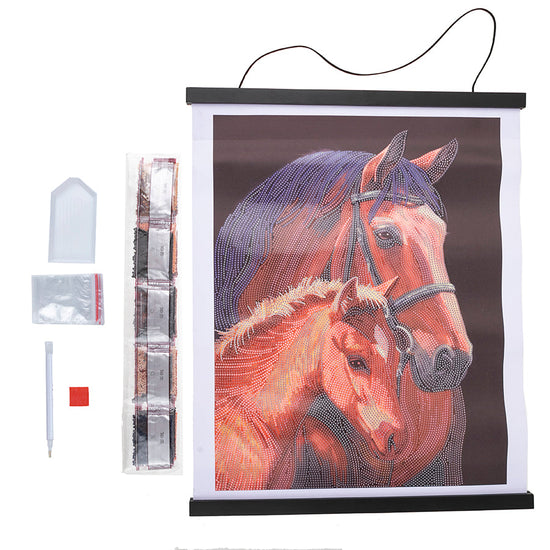 Chestnut mares crystal art scroll kit 35x45cm contents