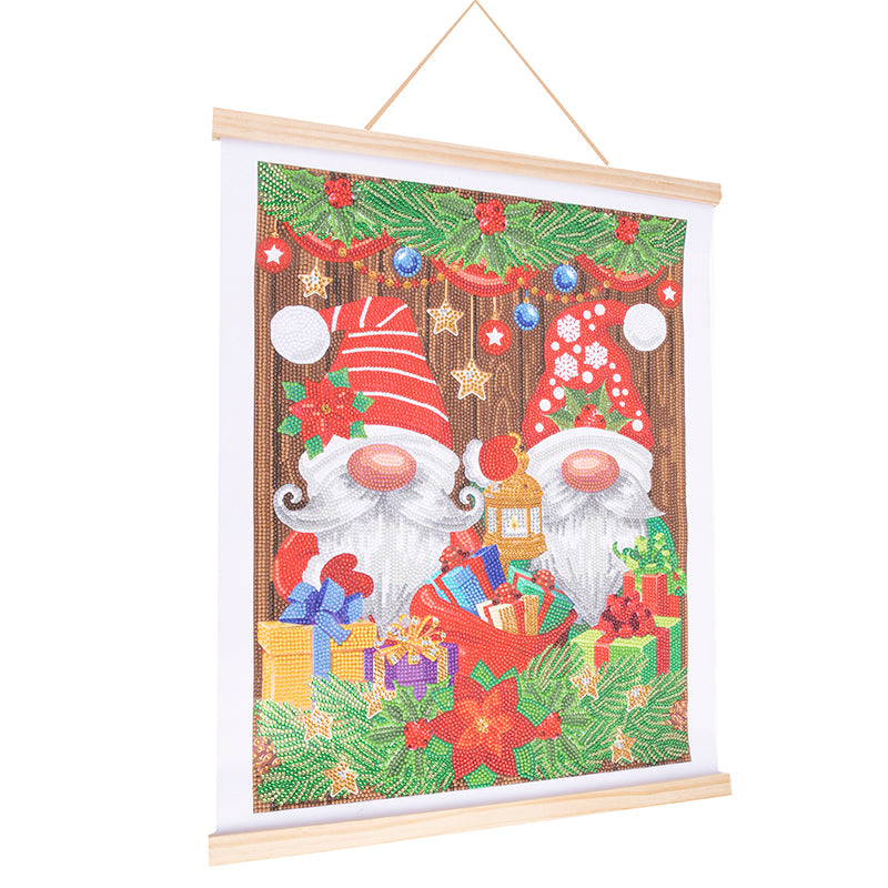 Christmas Gnomes crystal art scroll kit 35x45cm side