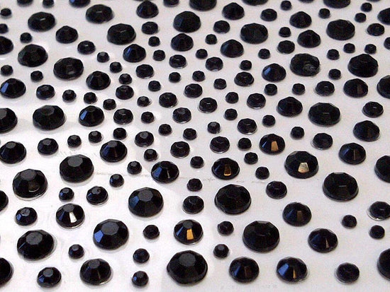 325 x 2,3,4,5mm Black Self Adhesive Gems