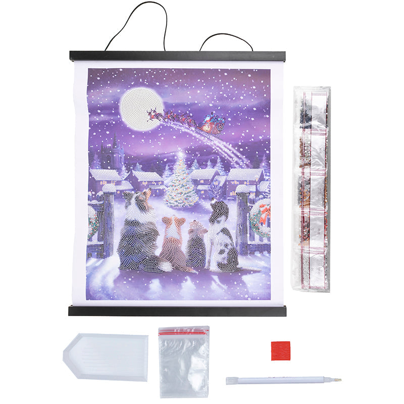 Festive full moon crystal art scroll kit 35x45cm contents