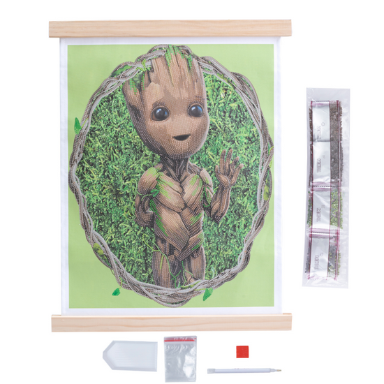 "Groot" Crystal Art Scroll Kit 35x45cm Contents