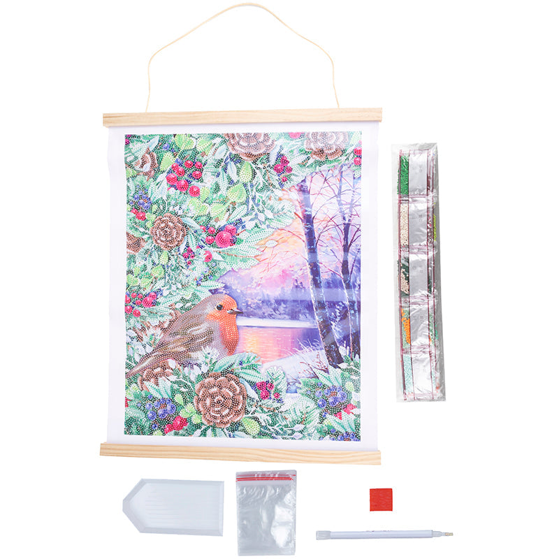 Robin crystal art scroll kit 35x45cm contents