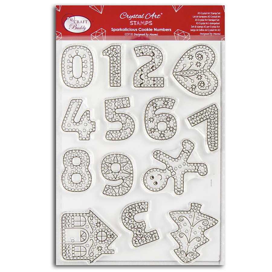 Load image into Gallery viewer, &amp;quot;Sparkalicious Cookie&amp;quot; Crystal Art Numbers A5 Stamp Set
