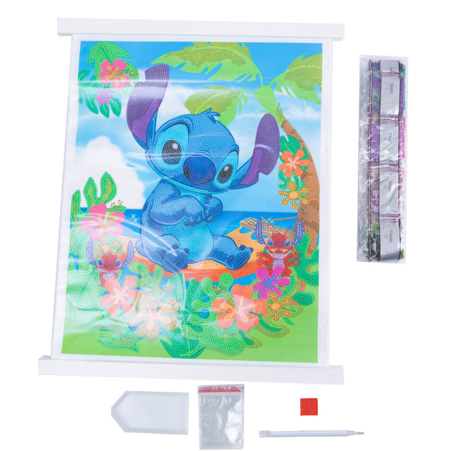 "Stitch" Crystal Art Scroll Kit 35x45cm Contents